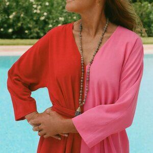 Tuckernuck India Hicks Scarlet Medium Hot Pink Madame G Colorblock Caftan